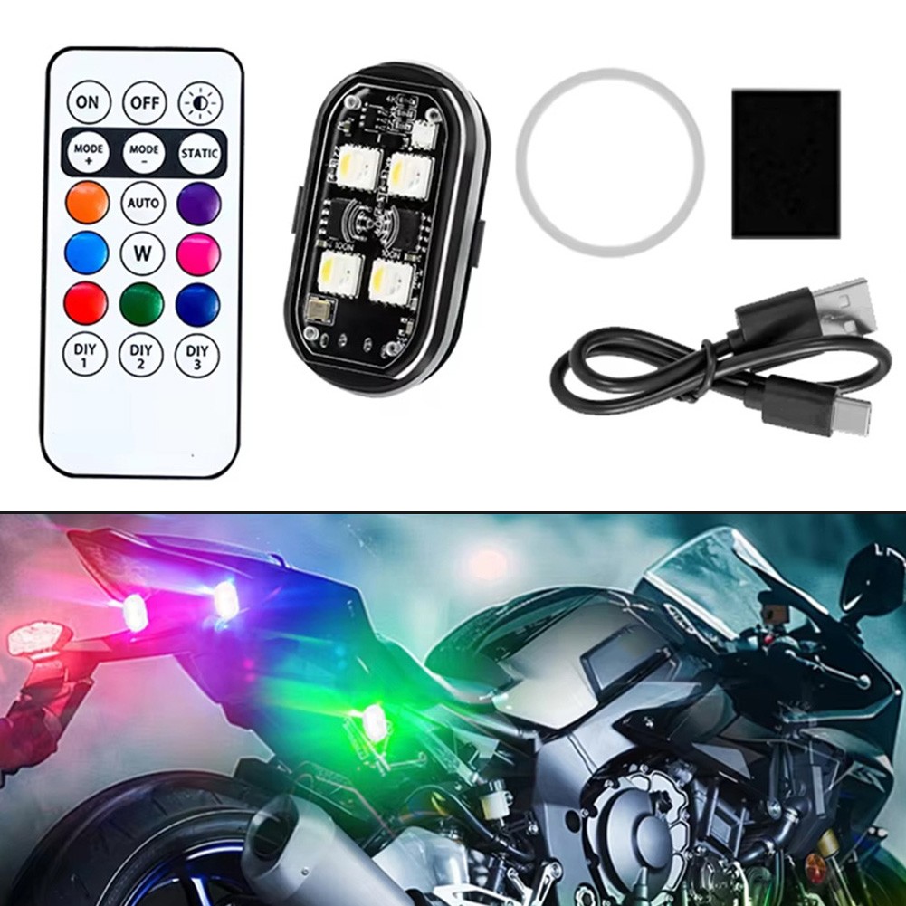 【Eelhoe】 Đèn LED có thể sạc qua USB RGB Đuôi Xe Máy đèn nhấp nháy không dây đa chế độ [phát hành sản phẩm mới] [hàng tồn kho Lớn]