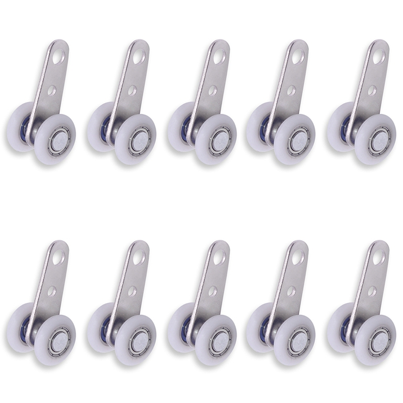 Pack of 10 45X19 mm Metal Bearing Pulley Blocks with 2 Plastic Wheels for Cabinet Sliding Doors