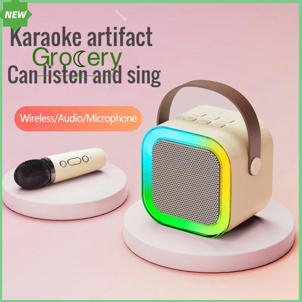 GROCERY LIFE Mini Máy Karaoke K12 Loa di động Không dây Đồ chơi máy Micro Quà tặng cho bé gái Máy nghe nhạc Giải trí karaoke Trẻ em