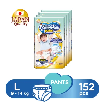 MamyPoko Extra Dry Pants Diapers L 38 x 4packs 152pcs (9 - 14kg)