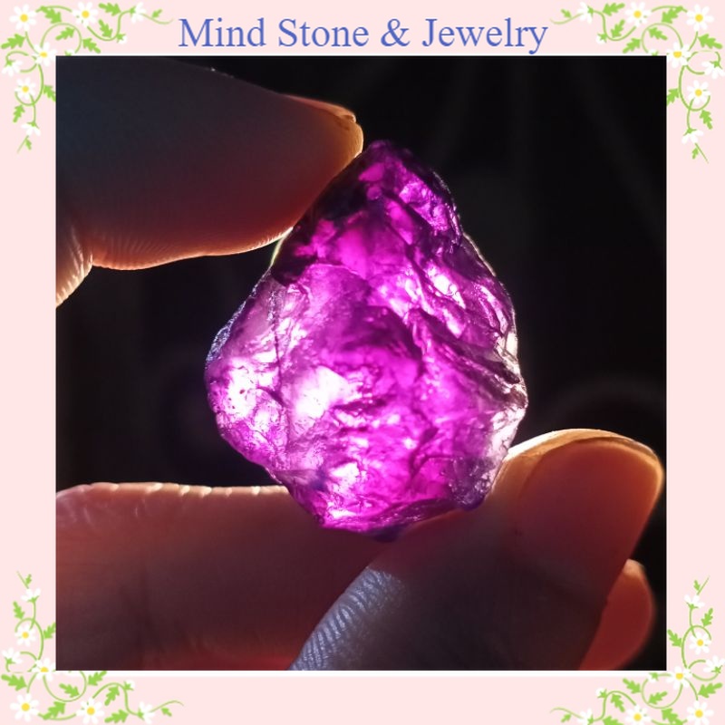 Viên đá tím Flourite huỳnh quang, phát sáng dùng trưng bày, đan vòng, thanh tẩy Tarot