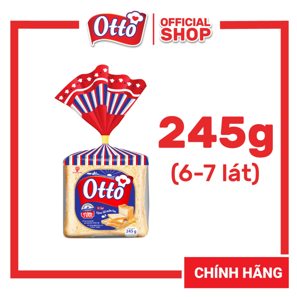 MUA 4 GIẢM 30% | 1 Túi Bánh Sandwich tươi lạt Otto (490g/245g) | Bánh ăn sáng | Bánh mì tươi