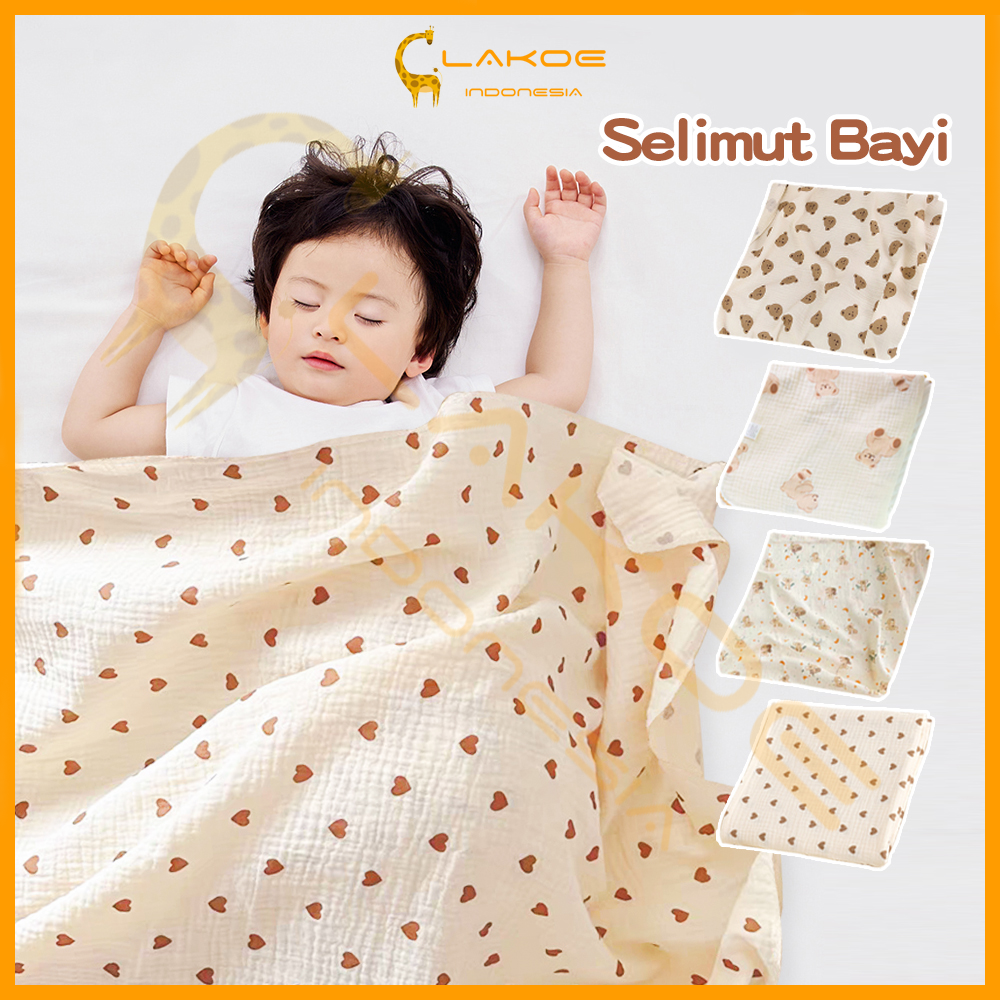LAKOE Selimut Bayi Kartun Newborn Bamboo Bubble Lembut 100*100cm