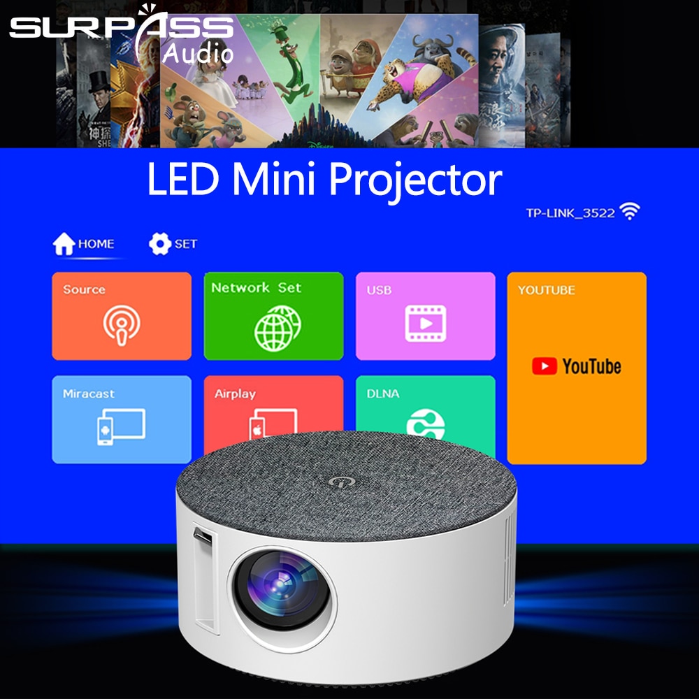 LED มินิโปรเจคเตอร์รุ่นสมาร์ท 800x480P หน้าจอไร้สายในตัวระบบเสียงมัลติมีเดียรองรับโทรศัพท์มือถือสำหรับห้อง ราคา 3,830 บาท*ส่งฟรี