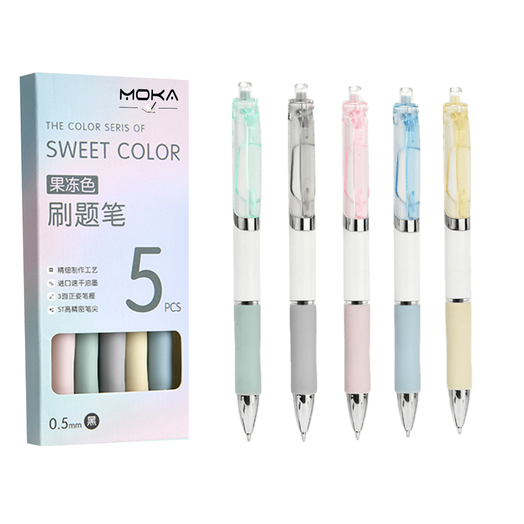 COD 1 SET 5PCS PULPEN MEKANIK SWEET COLOR 0.5MM EDITION TINTA LEBIH BANYAK DAN PIGMENTED / PULPEN MEKANIK AESTHETIC TINTA DIAMETER 6MM