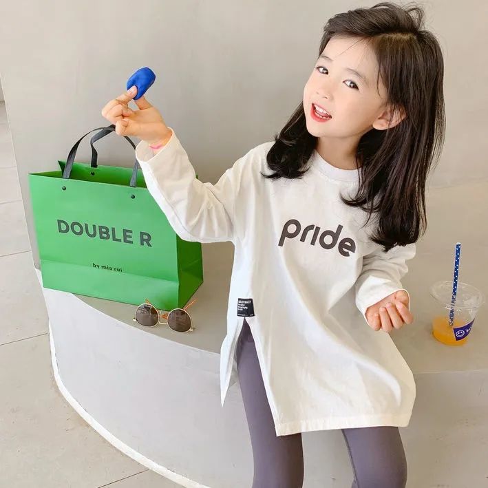 Ít DR hoodie trẻ em cô gái áo thun cotton màu trắng tay dài mùa xuân thu mỏng lót in hình phim hoạt hình thiếu niên 12 năm phong cách Hàn Quốc quần áo Tops