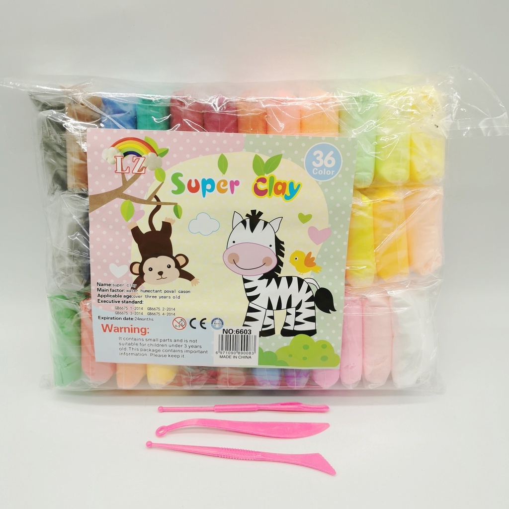 12/24/36 Colors Super Clay DIY Light Air Clay Set Free 3pcs Carving Tools Kids Toys Arts Crafts