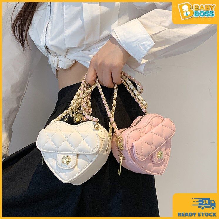 BabyBoss New Stylish Kid Baby Girl Mini Chain Heart Bag Crossbody Shoulder Bag Beg Kanak-kanak