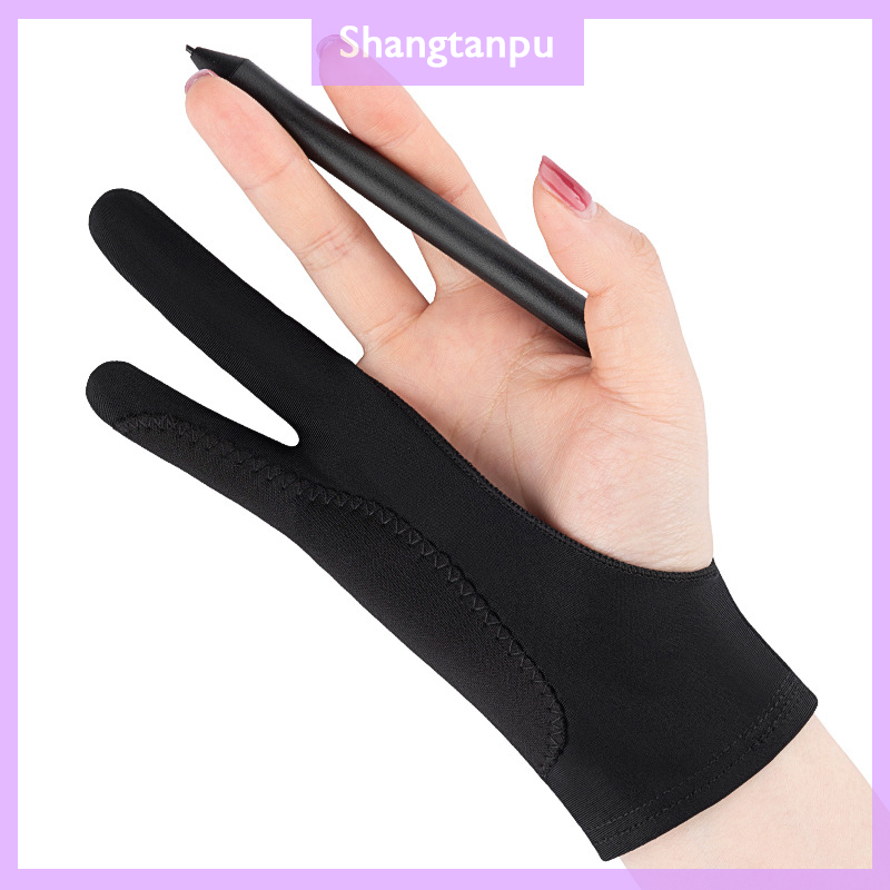 [shangtanpu] Anti-fouling Anti-Mistouch Anti abrasion and anti perspiration Two-Fingers Anti-touch Painting Glove For Drawing Tablet Glove