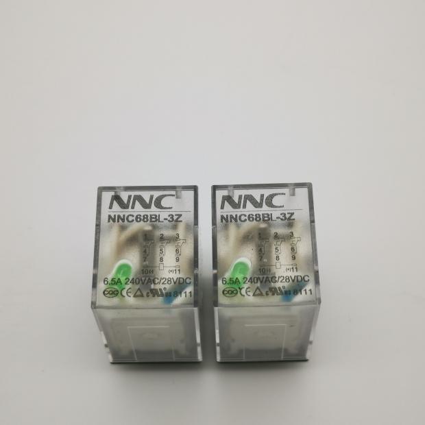 Rơ-le Trung Gian NNC68B-3Z XinDa - 3NO+3NC, 11 Chân, AC220V/DC24V/12V, Có Đèn, Đế PYF11A, Điều Khiển Máy Công Cụ - DC24V Với Đèn