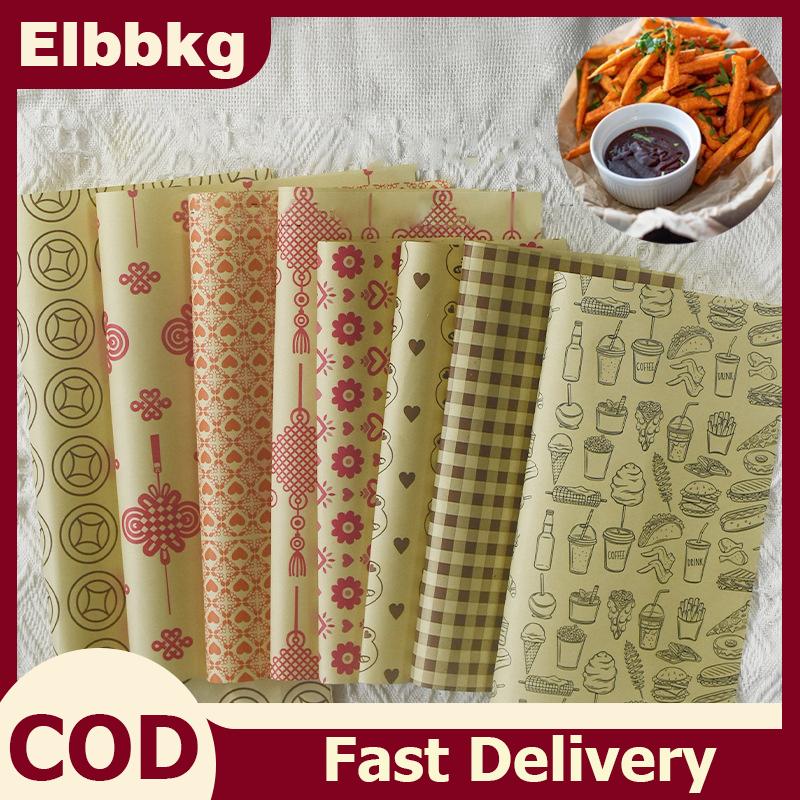 Elbbkg แผ่นกระดาษดูดซับแซนด์วิชเบอร์เกอร์ทอดอาหาร50ชิ้นแผ่นรองจานกระดาษแว็กซ์และกระดาษอบ ราคา 36 บาท*ส่งฟรี