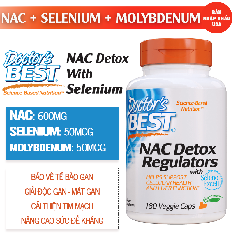 NAC N-Acetyl Cysteine hỗ trợ thải độc gan và thanh lọc cơ thể BẢN NHẬP KHẨU