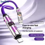 Seastina  Cáp sạc nhanh 240W với đèn RGB, dòng dữ liệu bốn trong một cho điện thoại thông minh