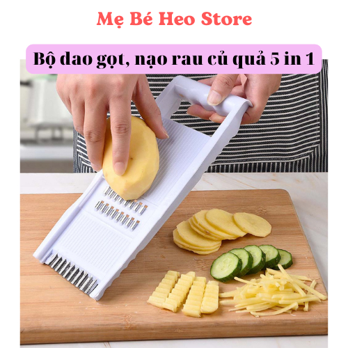 Bộ dao gọt bào vỏ, bàn nạo sợi rau củ trái cây hoa quả 5 IN 1 chất liệu cao cấp