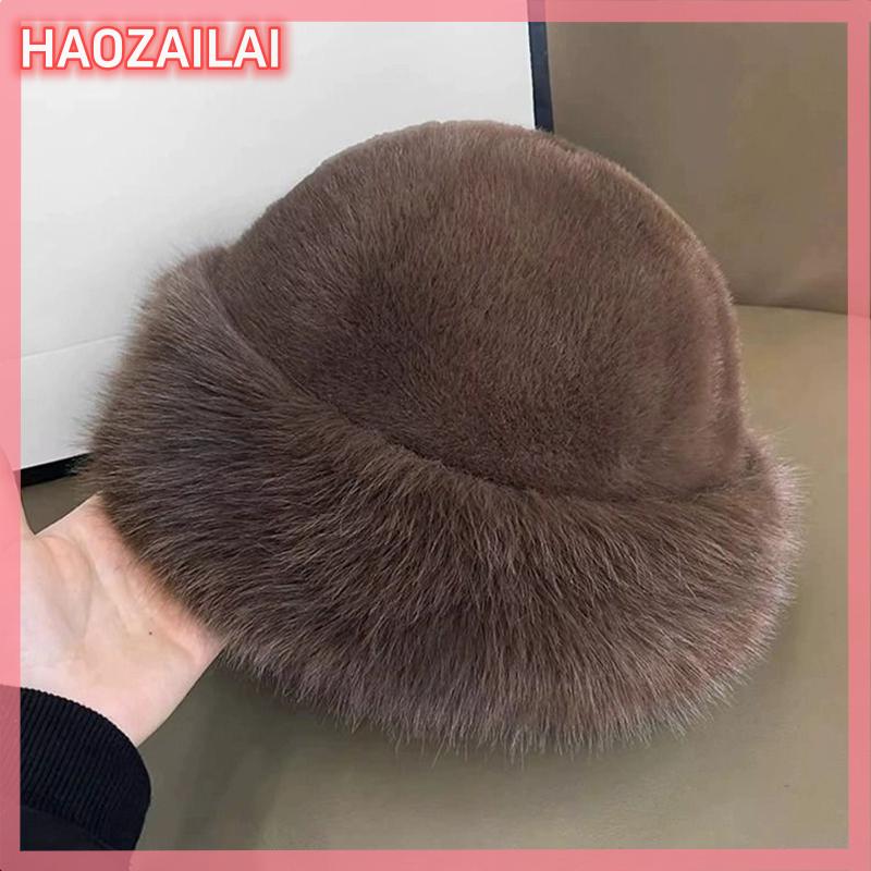 HAOZAILAI Mùa thu và mùa đông của phụ nữ thời trang lông mũ lông mũ lông mũ Mũ Mông Cổ Mũ brimless s