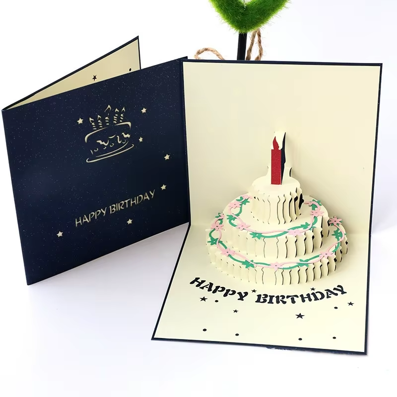 Thiệp chúc mừng sinh nhật 3D với âm nhạc nhẹ nhàng thiệp pop-up hình bánh kem sáng tạo thiệp chúc mừng sinh nhật độc đáo thiệp quà tặng cho bữa