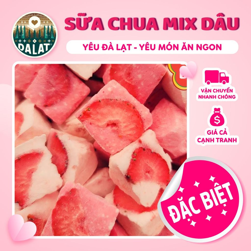 SỮA CHUA MIX DÂU SẤY THĂNG HOA, CHUA CHUA, NGỌT NGỌT, GIÒN TAN VỊ DÂU - YÊU ĐÀ LẠT