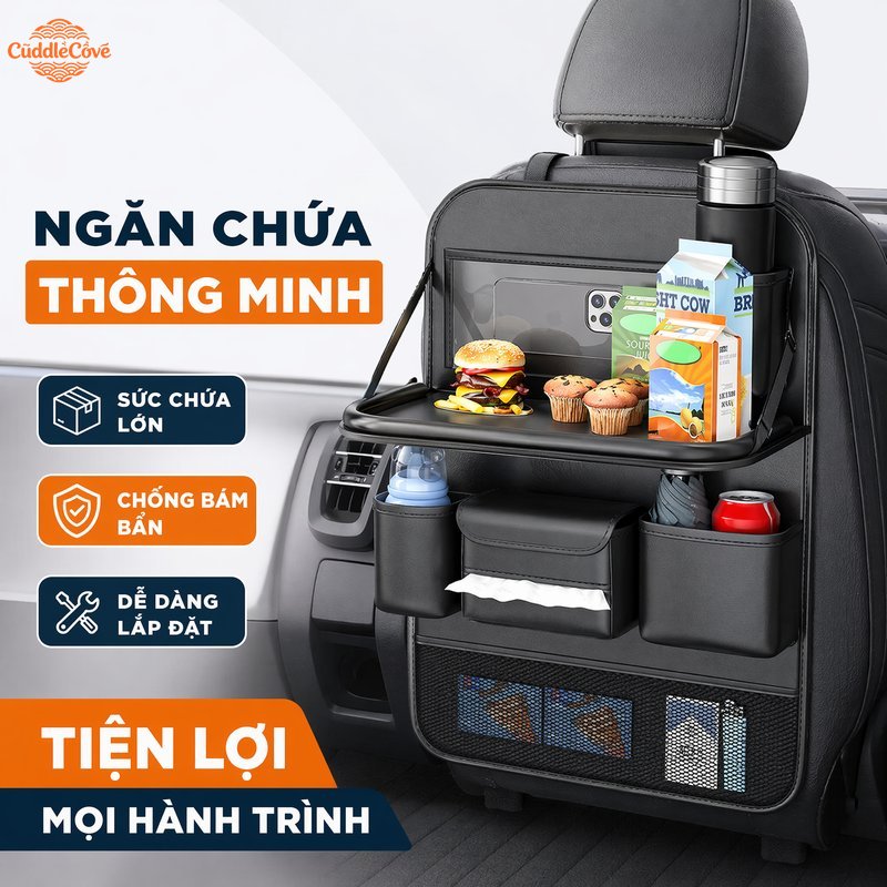 CuddleCove Car seat back hanging bag PU leather organizer large capacity water resistant anti stain foldable easy to clean Giá 253,900 Đồng*Miễn phí vận chuyển