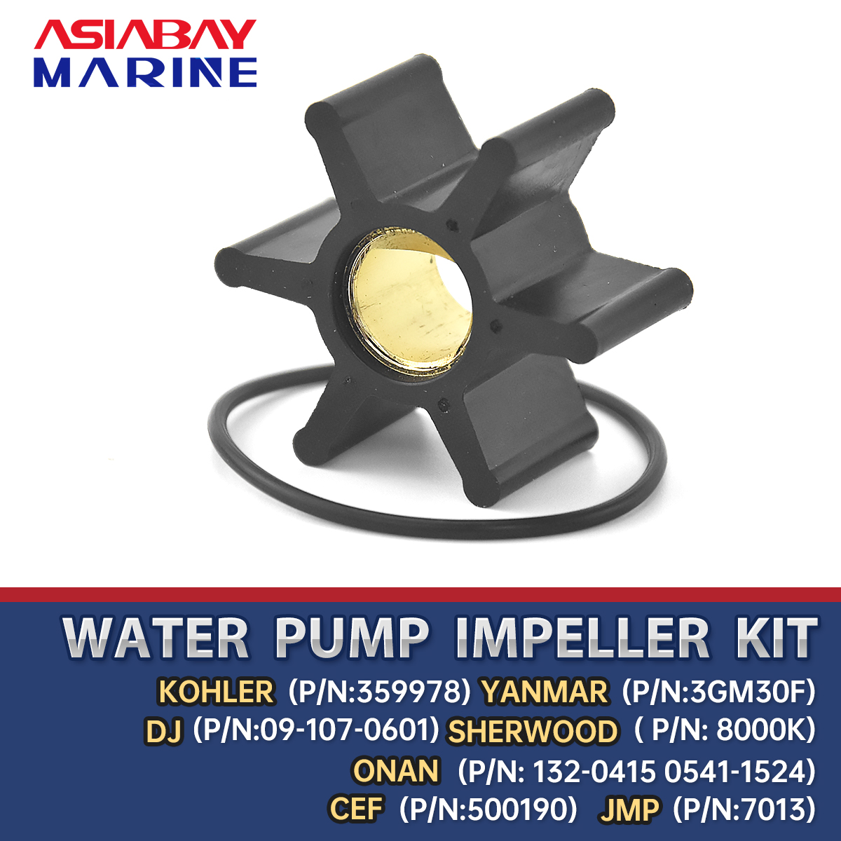 Inboard Water Pump Impeller For JABSCO18958-0001 JOHNSON 09-704B SHERWOOD  17000K CEF 500164 KOHLER GM18793
