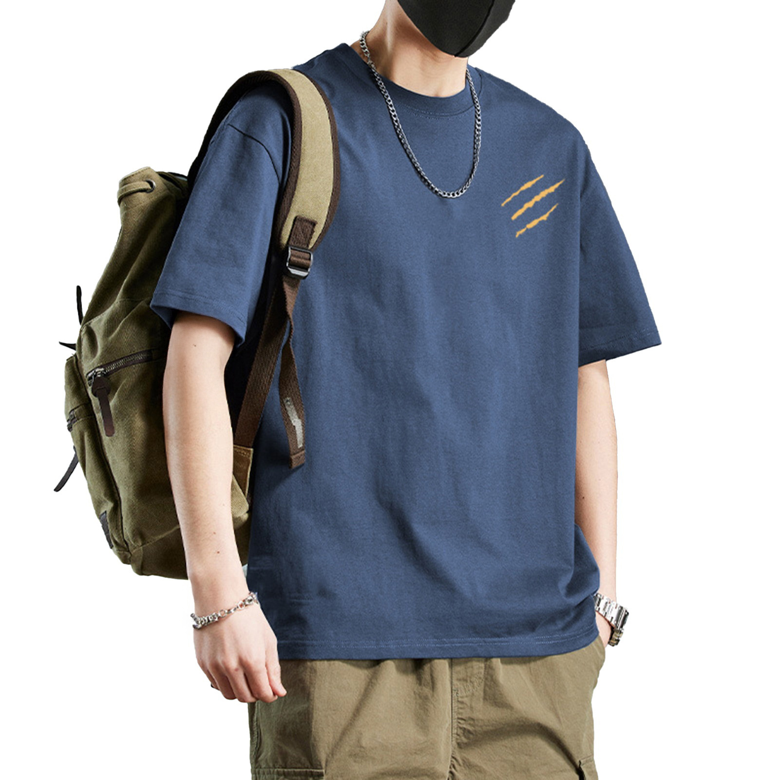 Men Casual Summer Tee Men T-shirt Men's Cotton Blend T-shirt Casual Solid Color Crew Neck Summer Tee Breathable Loose Fit Shirt for Daily Wear Beach Street Fashion - 4