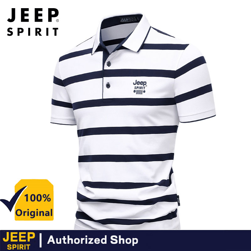 JEEP SPIRIT short sleeved polo shirt for men's summer fashion stripes ราคา 722 บาท*ส่งฟรี