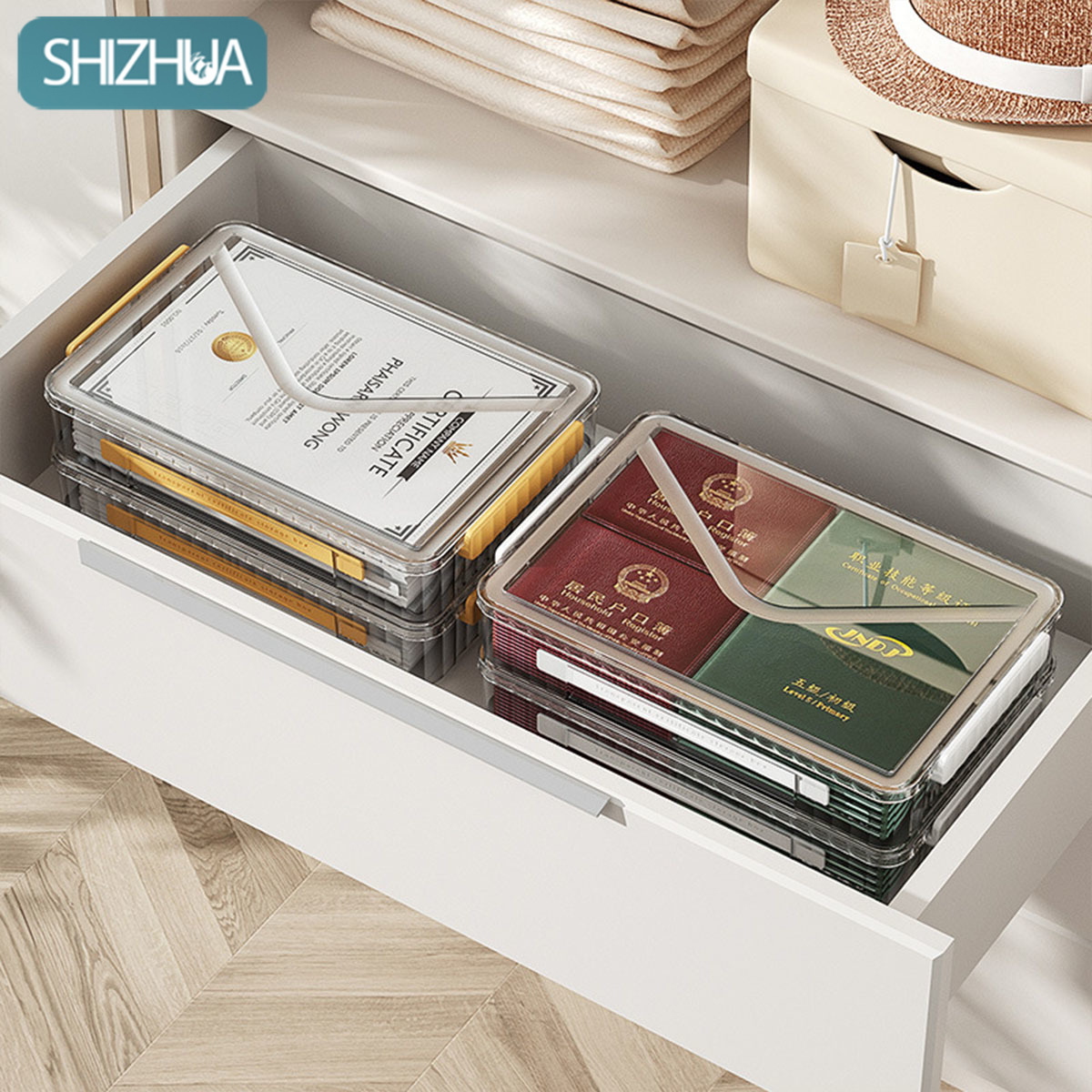 กล่องแฟ้มเก็บเอกสารกระดาษ กล่องพลาสติกใส กล่องเก็บเอกสาร มี 2 ​​ขนาด สไตล์มินิมอล ความจุสูง ง่ายต่อการพกพา ราคา 109 บาท*ส่งฟรี