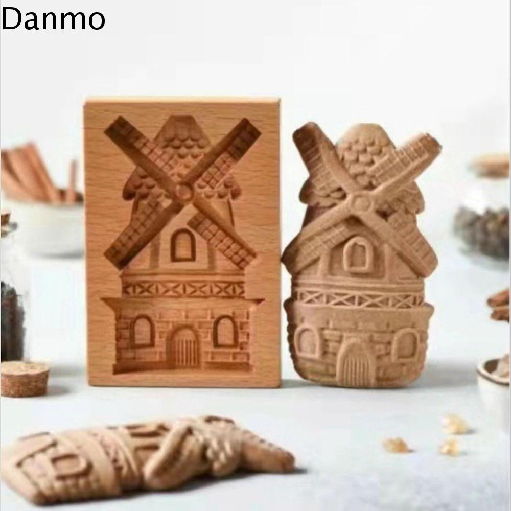 DANMO 1 chiếc Cầm tay để làm bánh quy Hộ gia đình Đồ nướng Sáng tạo Khuôn bánh quy bằng gỗ Tem cookie Khuôn nướng Phụ kiện nhà bếp