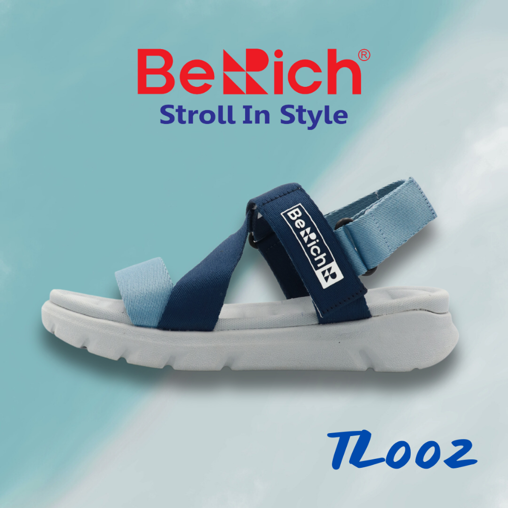 Giày Sandal Nam Nữ BeRich Unisex TL002,Màu Xanh phối, Đế Phylon siêu nhẹ