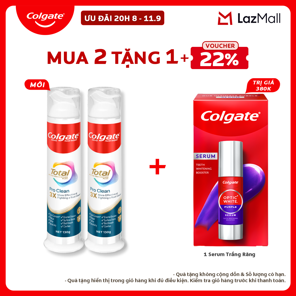Colgate Total Pro Clean Smart Toothpaste with Vacuum Lock to Limit Bacteria Exposure 130G/Tube
