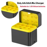 ONLYES Nắp lật thông minh Bộ sạc pin lithium 8 khe cắm 15V AA/AAA Bộ sạc pin lithium 1.5V Di động Cổng loại C Hộp sạc pin Dành cho pin Lithium AAA/AA 1.5V