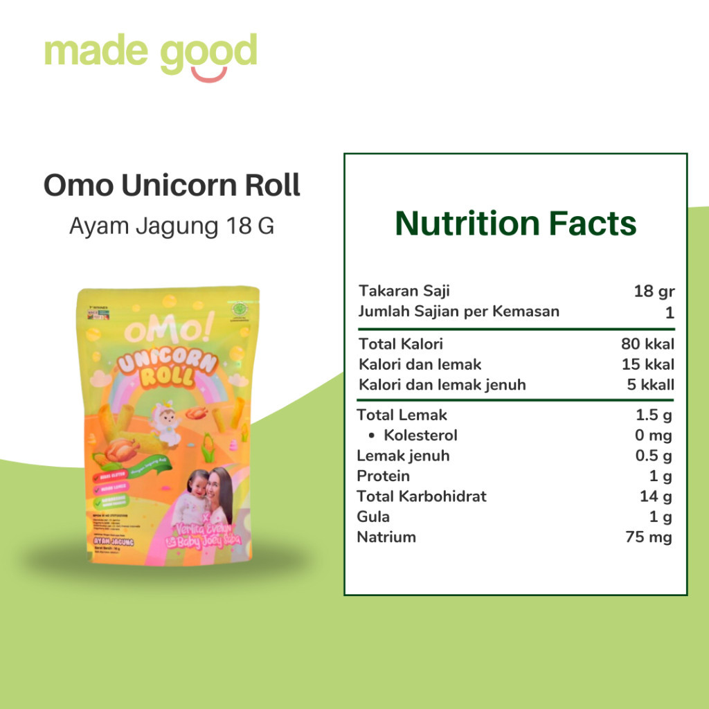 OMO! Unicorn Roll - Snack Healthy Baby untuk Bayi Sehat 18 gram
