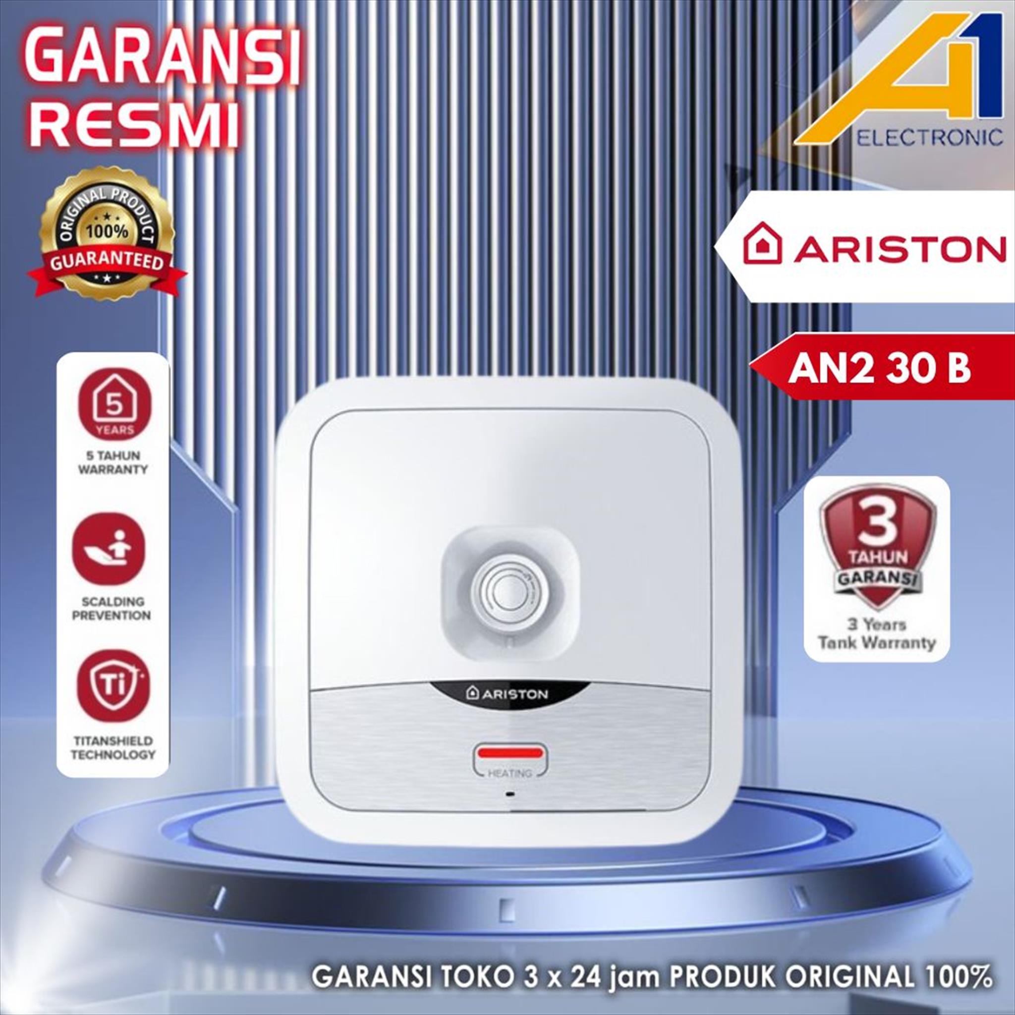 Water Heater Listrik ARISTON ANDRIS2 30 B / AN2 30 B , 30 L 350 W - Merek Ariston Harga 2,365,000 rupiah*Gratis Ongkir
