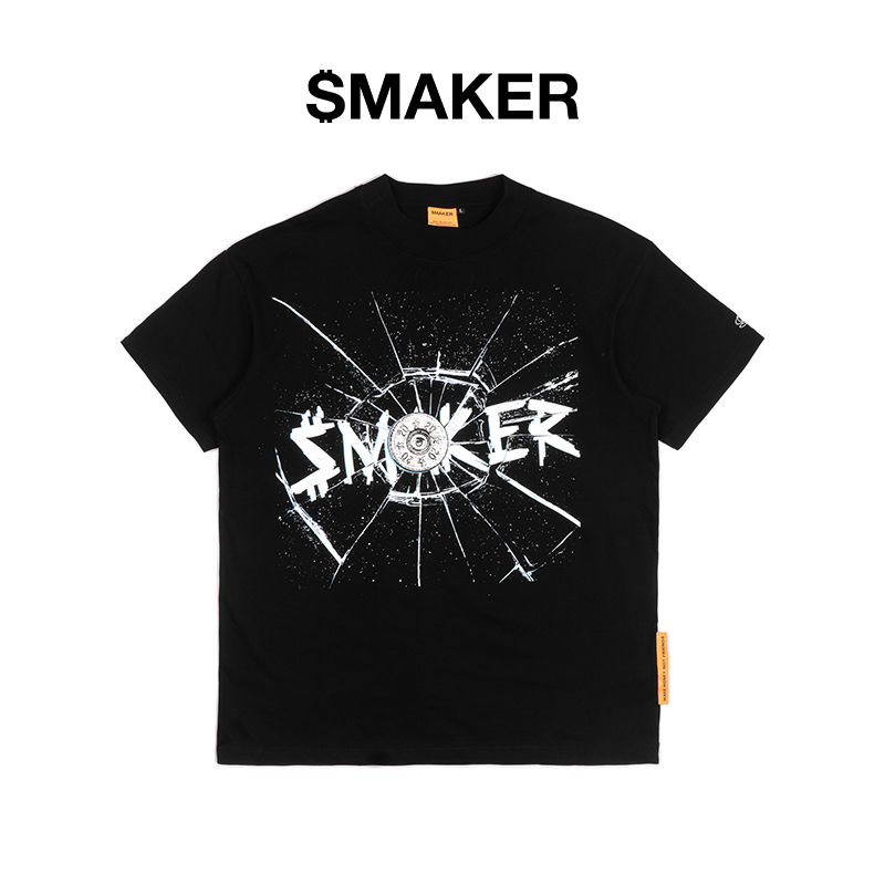 Áo thun unisex 100% cotton màu đen - glass shattered tee in black