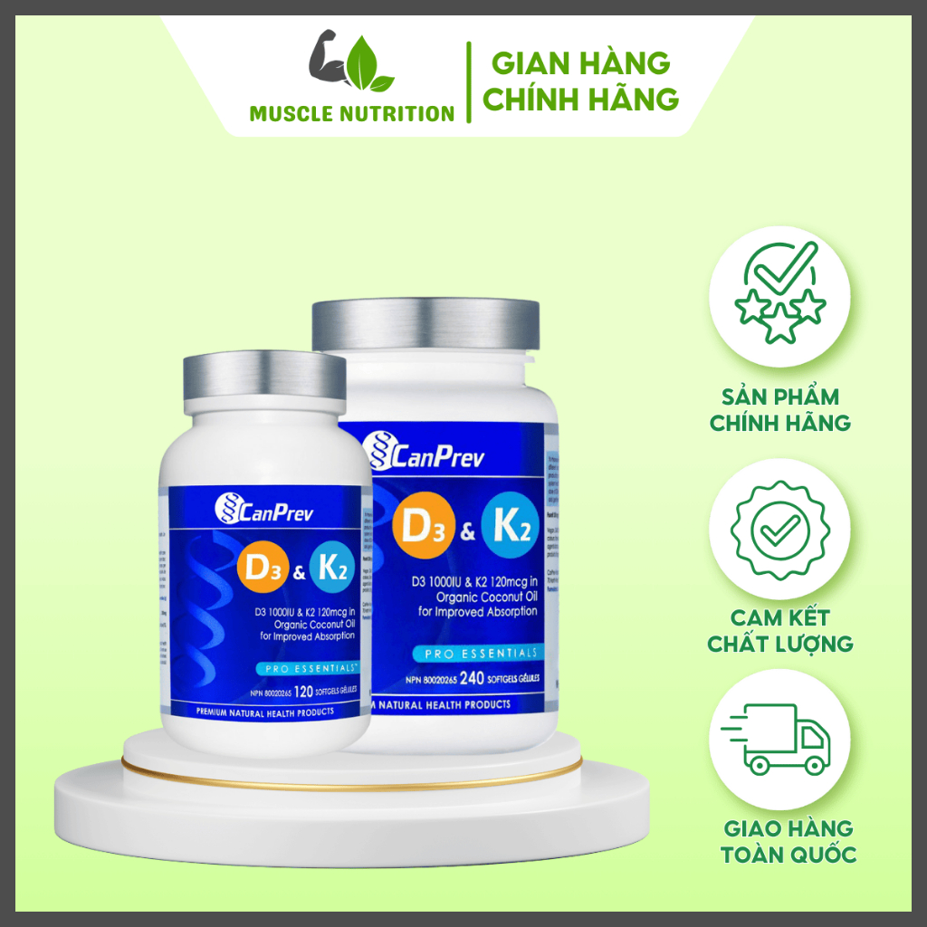 Canprev D3 & K2 tăng cường miễn dịch, chắc khỏe xương đến từ Canada 120/240 viên Vitamin D3 & K2 + M