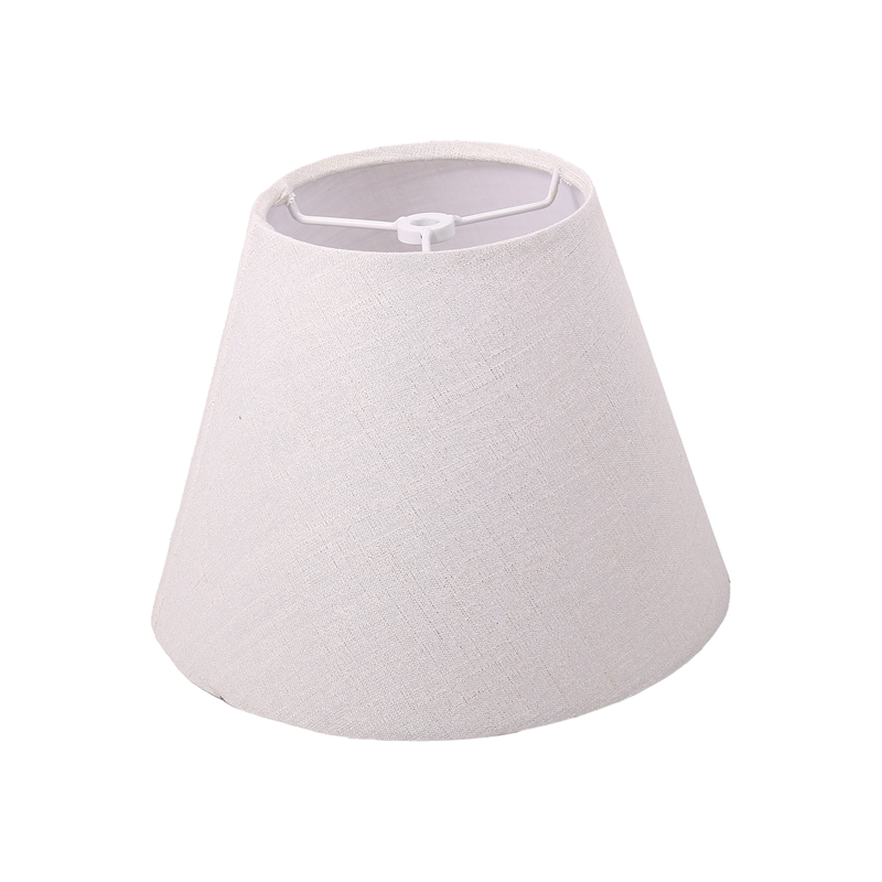 Lamp Shade Linen Fabric White Lamp Shade Small 5 Inch Top Diameter x 9 Inch Bottom Diameter x 7 Inch Tall (White with Gold Threads)
