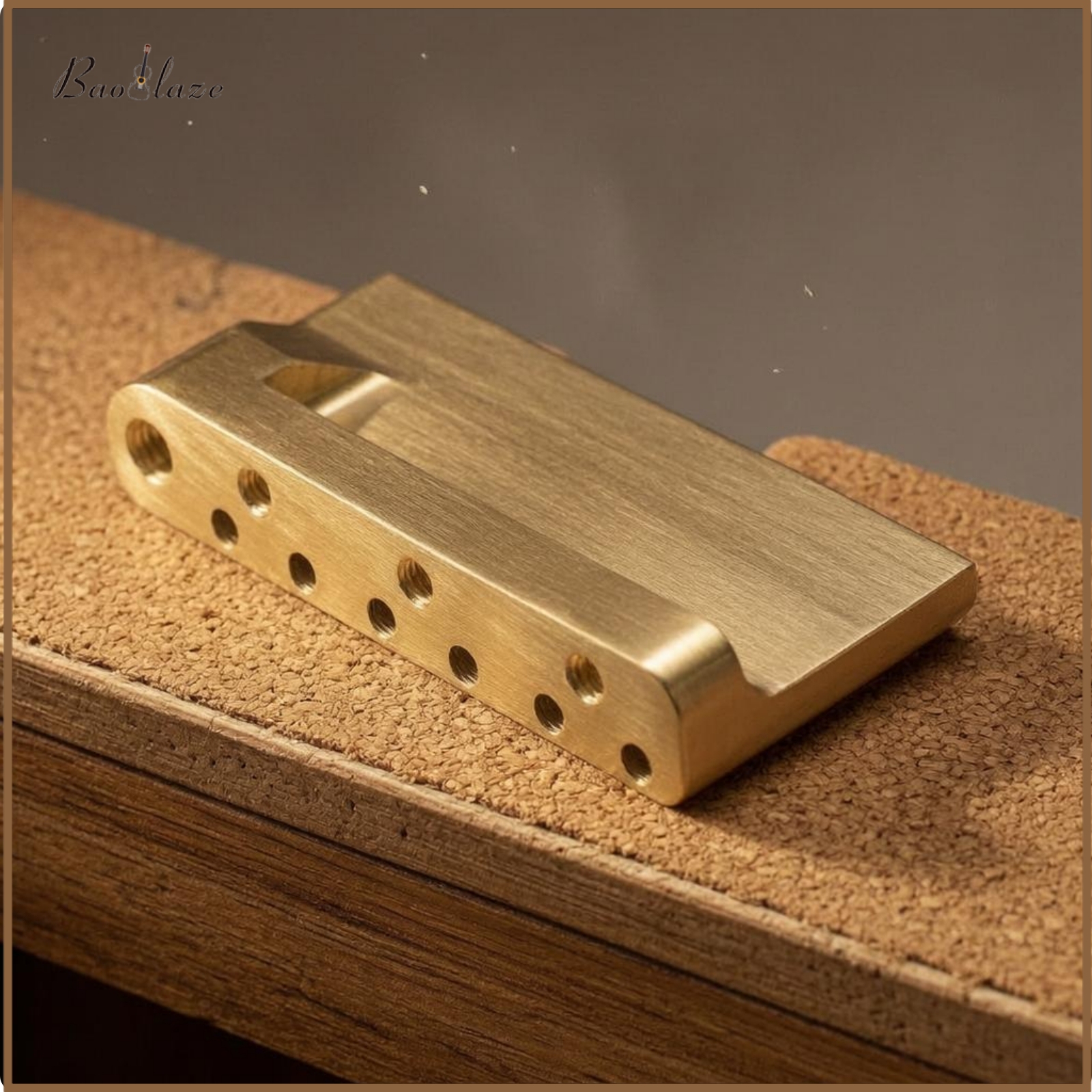 Baoblaze Brushed Finish Brass Guitar Bridge Block Drilled Holes Tremolo Bridge Base Solid Metal Instrument Hardware CNC Machined ราคา 4,998 บาท*ส่งฟรี