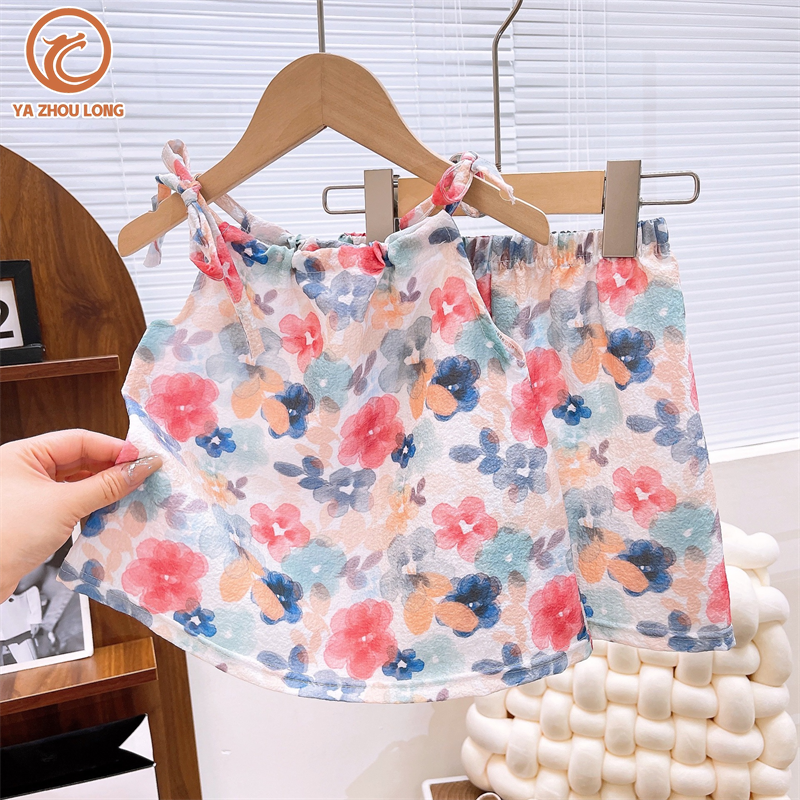 O'KADY Trang phục cho nữ, trang phục cho trẻ em mùa hè, trang phục hàn Quốc, trang phục em bé, ống tay áo ngắn Halter, trang phục cho trẻ em gái, trang phục trẻ em mùa hè
