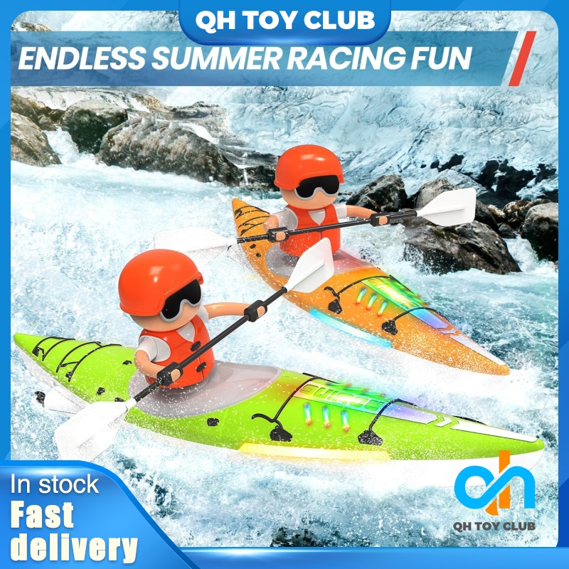 RC Kayak Boat 2.4 Ghz Remote Control Boat Toy With Colorful LED Lights For Lake Pool Gifts For Boys Girls ราคา 432 บาท*ส่งฟรี