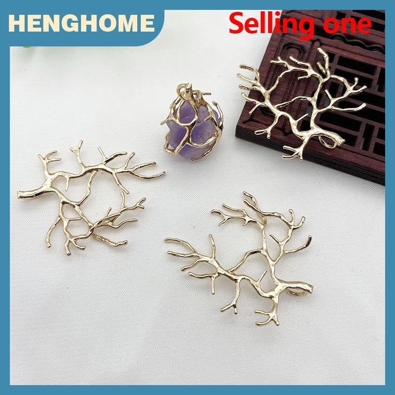 HENGHOME 1PC Cabochon Cameo Vòng cổ mặt dây chuyền kẹp tóc phụ kiện mới cây chi nhánh đồng mạ vàng chi nhánh tự làm mặt dây chuyền vật liệu