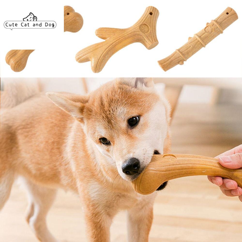 CHXONQ Log Color Dog Chew Stick Wood Bone Shape Puppy Molar Toys Durable