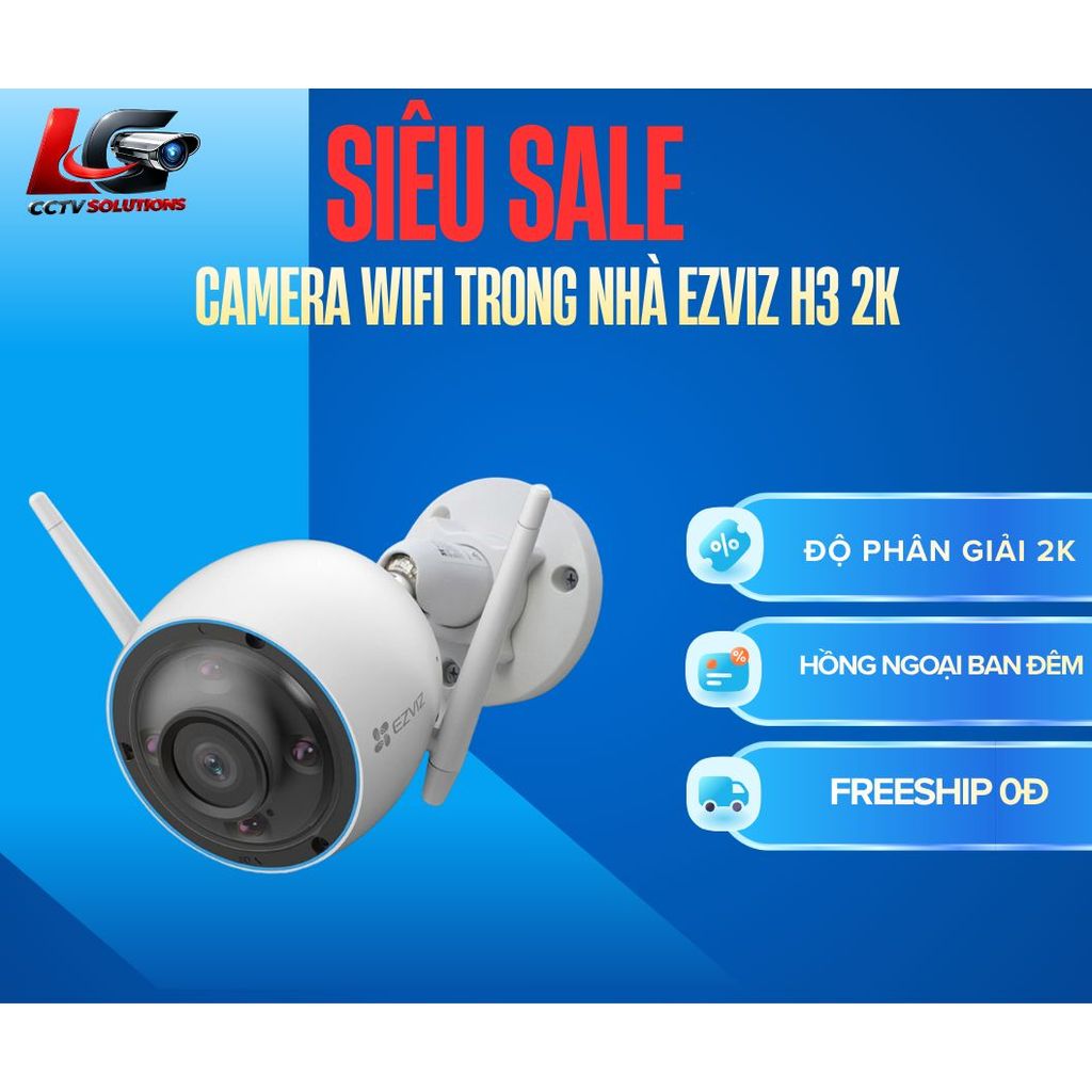 Camera wifi Ezviz ngoài trời H3c H3 ghi âm, báo động, màu và không màu đêm, chính hãng