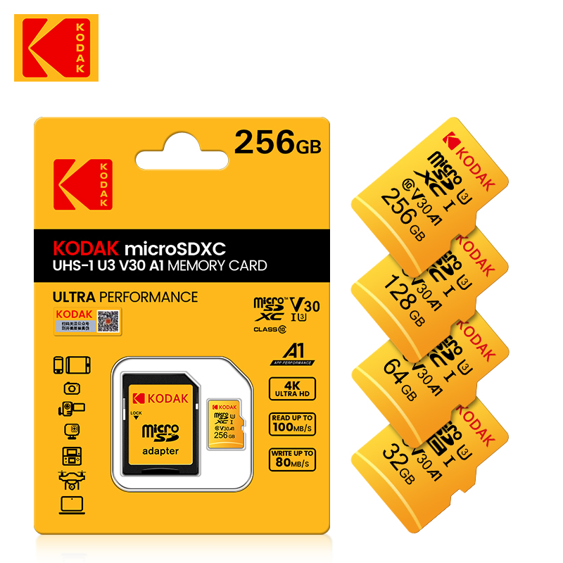 【Get the Perfect Fit】 Kodak U3 A1 V30 MicroSD 128GB 32GB 64GB 256GB Class 10 Cards 32 64 128 256 GB 