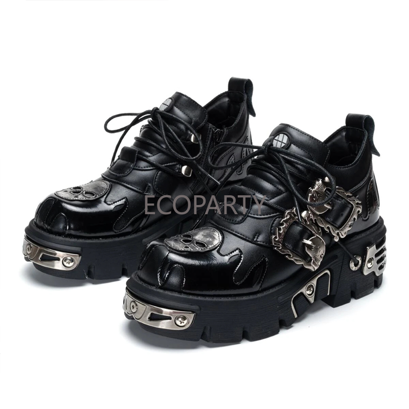 New Rock Shoes Unisex Punk Leather Boots Platform Sneakers For