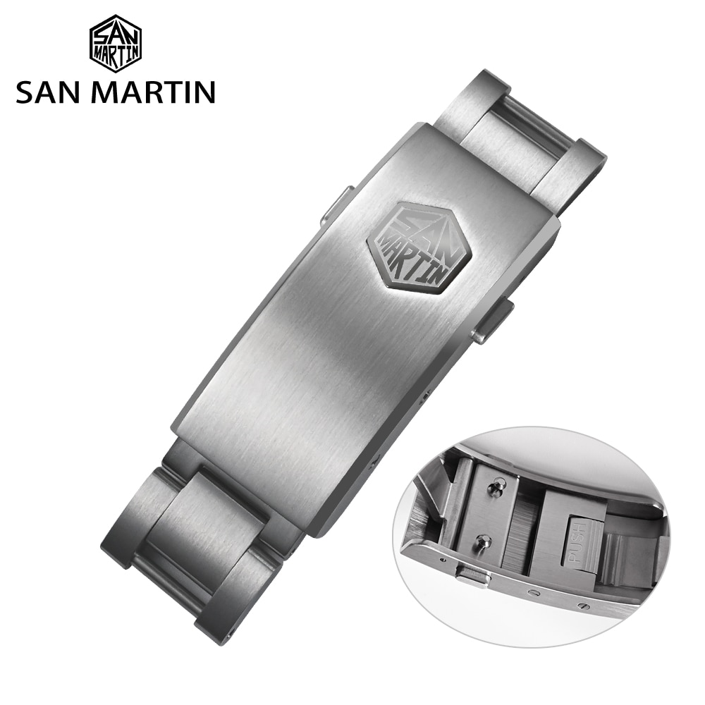 San Martin Jubilee Bracelet Stainless Steel Watch Parts For 20mm Curved End  Links Fly Adjustable Clasp For SN0008 SN0128 SNBD-G0128 - San Martin  Official Store