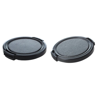2 Pcs Textured Black Plastic Lens Cover Cap Camera Side Pinch Clip on Front Lens Cap Protective Cover - 52Mm & 49Mm