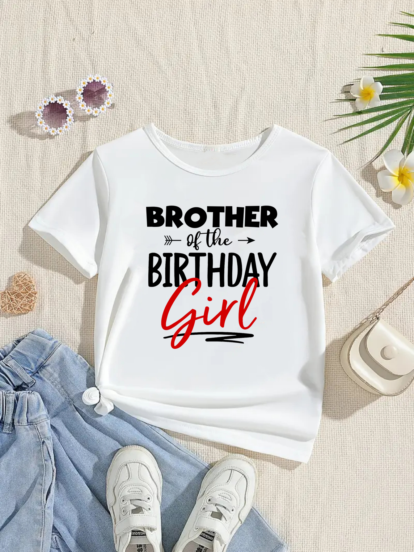 Birthday Girl Letter Printed White T Shirt Girls Brother/Sister Of The Birthday Boy Family Matching T-Shirt Kawaii Kids Clothes - 2