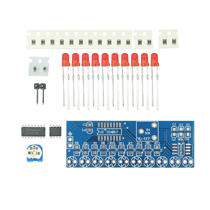 Điện tử thông minh bộ dụng cụ ne555 + cd4017 ánh sáng nước chảy ánh sáng mô-đun led bộ tự làm học điện tử nguyên tắc, trẻ em của phòng thí nghiệm