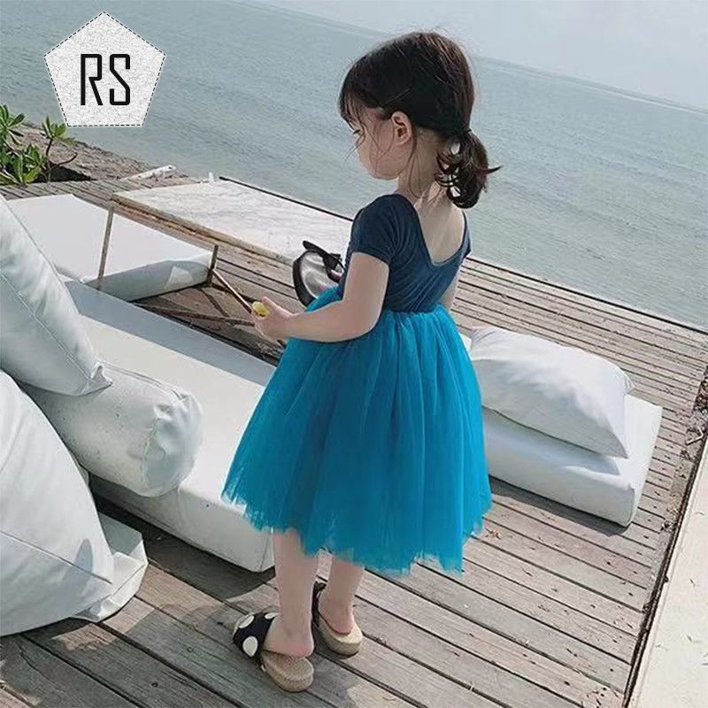 REALSELF ชุดเดรสเด็กหญิง ชุดเจ้าหญิงของเด็ก การออกแบบสีทึบอย่างมีสไตล์ ชุดเดรสตาข่ายเต้นรำผ้าฝ้ายใส่สบายของเด็กผู้หญิง24119 ราคา 196 บาท*ส่งฟรี