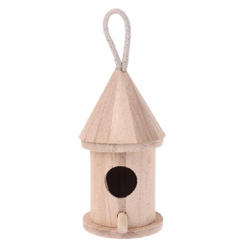 5Pcs Natural Wooden Bird House, Hanging Birdcage,Outdoor Garden Birdcage Diy Wooden Kit Small Birds Nest Decoration