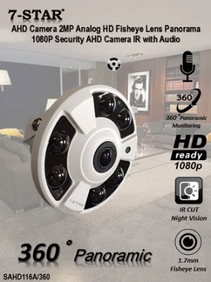 AHD Camera 2MP Analog HD Fisheye Lens Panorama 1080P Security AHD Camera IR with Audio